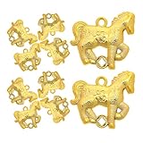 [DOITOOL] 10個の馬 ペンダント 金メッキ仕上げ 軽量で向き 年 干支飾り フェンスイ 春節ボンサイ装飾 年賀状用チャーム