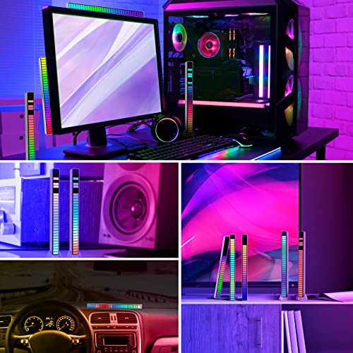 LED Light Bar,2Pcs Atmosphere Rhythm Light, 32Bit RGB Voice-Activated Music Rhythm Light, Rechargeable Battery USB Powered Car Rhythm Light Pickup Rhythm Light Bar for Car Party Outdoor Room - Image 7