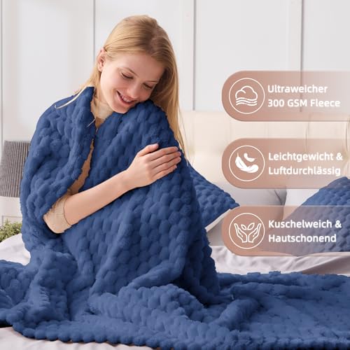 Vielit Kuscheldecke Flauschig, Deko Sofa Decke, 130x150 Navy – Ansicht 2