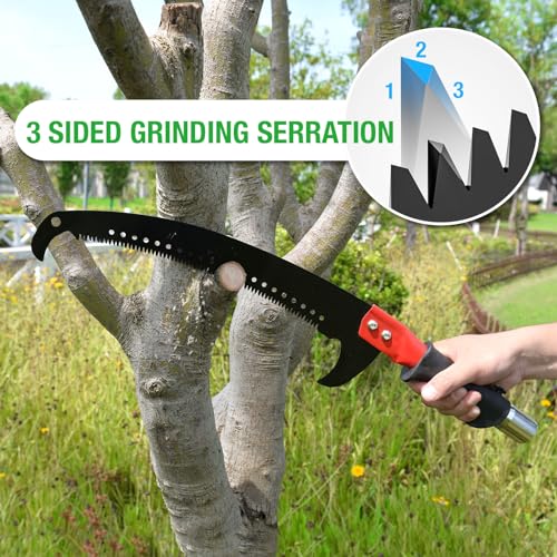 Scalebeard 26FT Pole Saws for Tree Trimming, Lightweight & Sturdy Tree Pruner with Thickened Saw Blade and Scissors for High Branches Trimming, Extendable Tree Trimmer for Pruning Palms and Shrubs