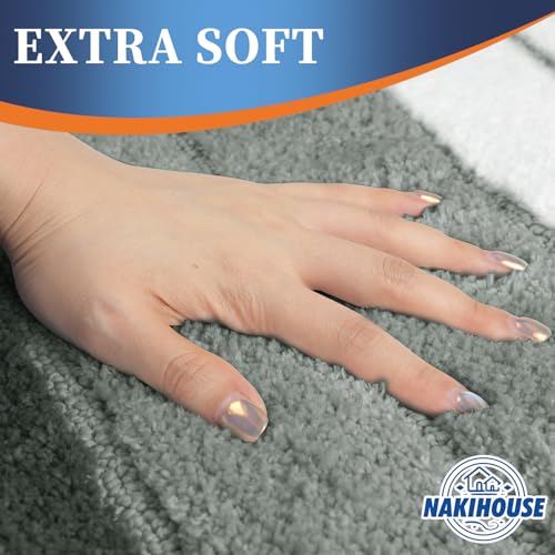 NAKIHOUSE 2 Piece Bath Mat Set Non Slip Extra Soft Bathroom Mats Water Absorbent Microfiber Foot Mats Machine Washable Rug Toilet Mat for Bathroom Floor (Gray) - Image 4