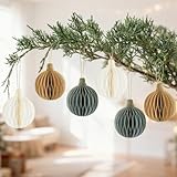 6 Stück Wiederverwendbar Weihnachten Wabenbälle zum Aufhängen Papier Weihnachtsdeko Ornamente Dekoration Waben Hängende Deko für Weihnachtsanhänger Weihnachtsbaum Schmuck Christbaumschmuck (3 Farben)