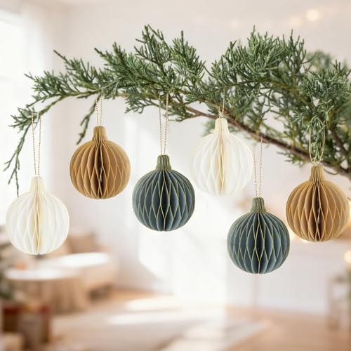 6 Stück Wiederverwendbar Weihnachten Wabenbälle zum Aufhängen...