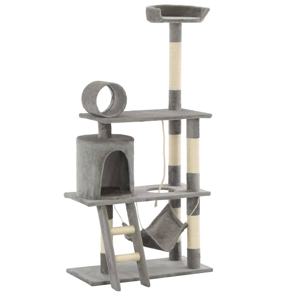 vidaXL Rascador para Gatos con Poste de Sisal 140 cm Gris Árbol Arañar Juguete