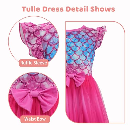 LQSZ Toddler Girls Tutu Dresses Flutter Sleeve Fluffy Party Tulle Dress for Girls 3-12 Years3