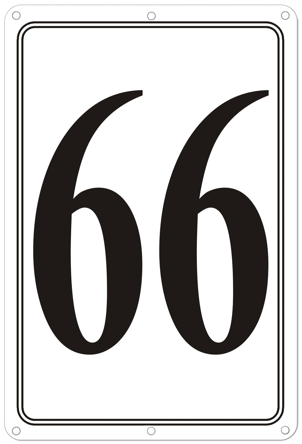 Premium Aluminum Number Signs 66, Metal 12" X 8" Numbered Signs Outdoor for Parking Lots, Floor, Dock, Court, Aisle, Field, High Visibility, No Fade, Weather-resistant