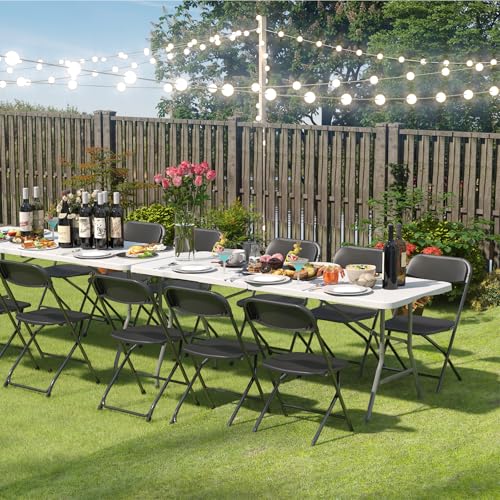 IWDOO 10 Pack Black Folding Chairs, Plastic Folding Chairs Outdoor Indoor, 350lb Capacity,Portable Event Chair, Lightweight Folding Chair,for Events Office Wedding Party Rental Picnic Patio