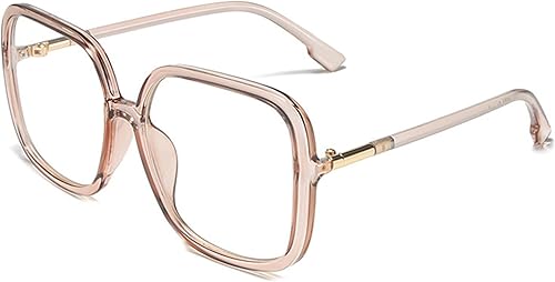 bullabulling Gafas de lectura cuadradas retro para mujer, bloqueo de luz azul, marcos de anteojos de gran tamaño, lente grande