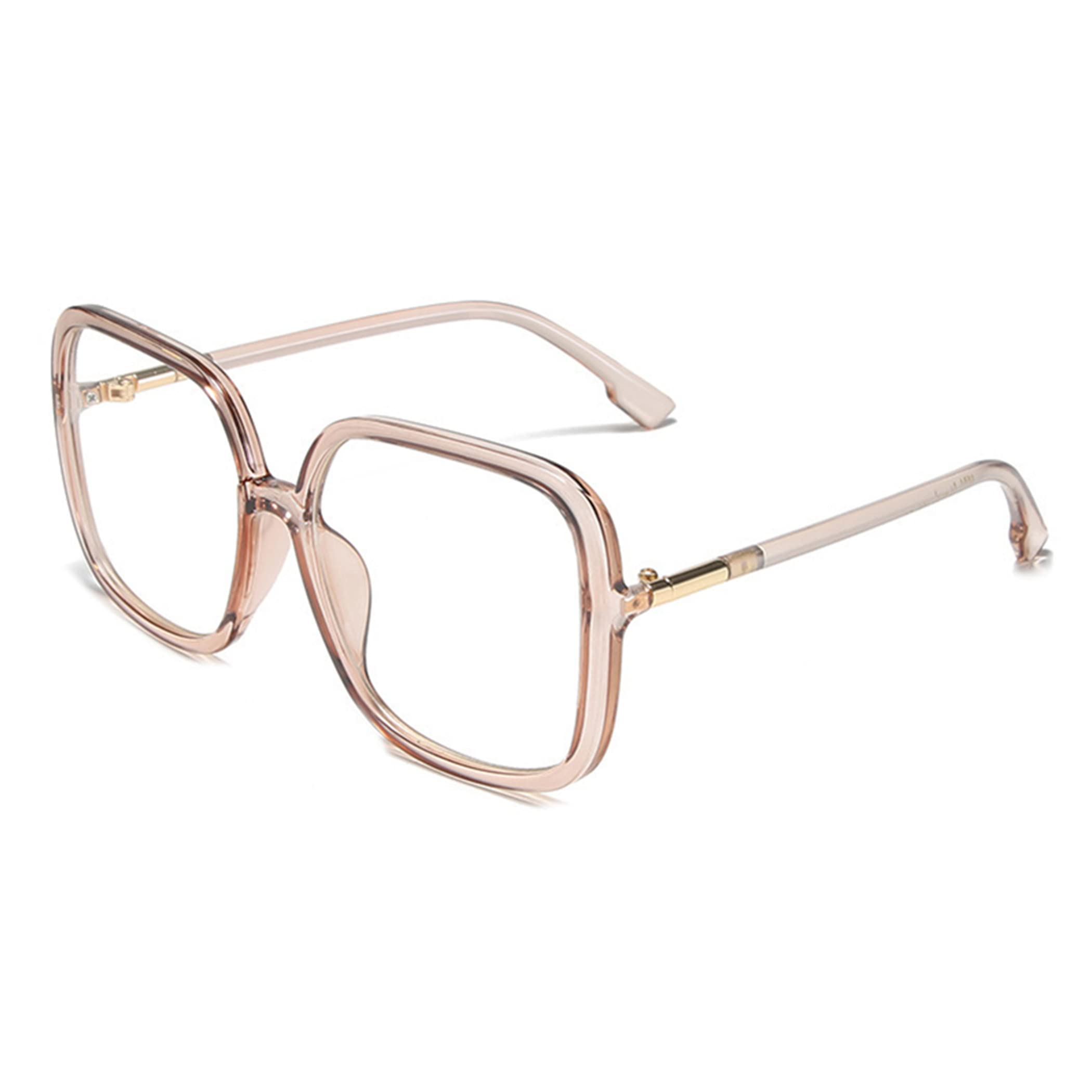 Photo 1 of bullabulling Retro Square Reading Glasses For Women Blue Light Blocking Oversized Eyeglass Frames Large lens (tea, 3.0, x)