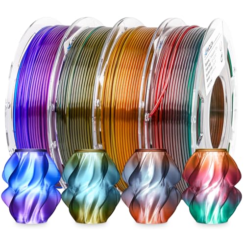 Image of AMOLEN 3D Printer Filament Bundle, PLA Filament 1.75mm Transparent Multicolor, with Light Transmission Feature,Blue Purple,Yellow Green Purple,Blue Brown,Orange Grey,200g x 4 Spools