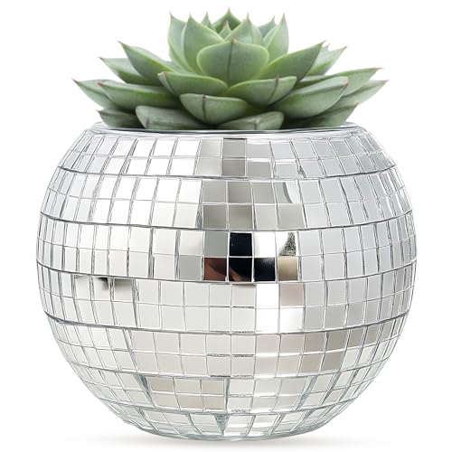 CJAPGJW Discokugel Blumentopf, Der Durchmesser beträgt 9cm Silber, Vielseitige Dekoration Für Party, Zuhause Und Als Geschenk, Ideal Für Pflanzen, Kerzen Oder Stifte
