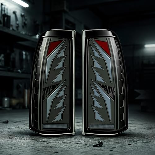 Image of Sequential Led Tail Lights Fit for 1999-2002 Chevy Silverado 1500 /2500,1999-2006 GMC Sierra 1500 /2500 /3500, Starting Animated Dynamic Turn Signal,Reverse Light,Brake Light,Rear Light Assembly, Smoked