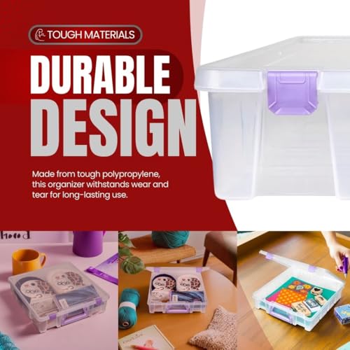 Image of ArtBin Essentials 12 x 12 One-Compartment Craft Box, Clear | One Open Compartment, 15.25 x 14 x 3.5 Inches, Secure Latches, Stackable, Durable Polypropylene