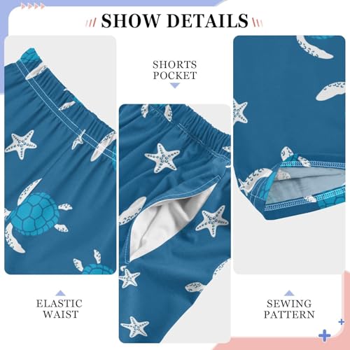 Boys' Pants Blue Turtles White Starfish Long Bottoms Jogger Pants Elastic Waist Trousers with Pockets S-XL4