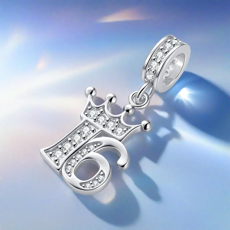 NARTGO 12-70th Birthday Crown Charm Compatible with Pandora Charms Bracelets Necklace for Birthday Mother's Day Christmas Jewelry Gifts for Women2