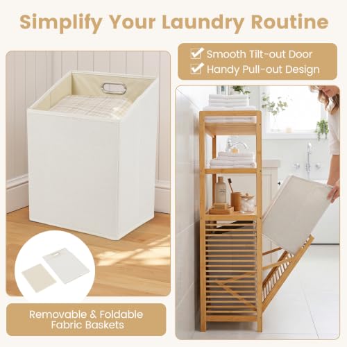 Giantex Double Tilt Out Laundry Hamper with 3-Tier Storage Shelf - Image 4