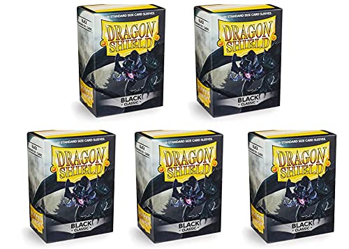 Dragon Shield lot de 5 pochettes cartes taille standard noir protecteurs 100 ct