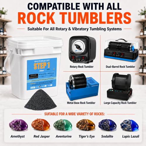 Image of KomeStone 5LB Rock Tumbler Grit Step 1 Refill - Coarse 60 Silicon Carbide Tumbling Media, Compatible with Any Rotary & Vibratory Tumblers, Polishes Up to 80 LBS of Rough Stones