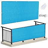 Schermo privacy per balcone 1,4 x 8,5 m Protezione UV Personalizzato Balcone Screening per Piscine Ringhiere Piscine Blu Privacy Schermi protettivi