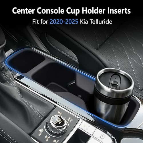Image of Cup Holder Inserts for 2020-2025 Kia Telluride Accessories, Non-Slip TPE Center Console Cup Holder Protector Organizer for Telluride Interior Accessories