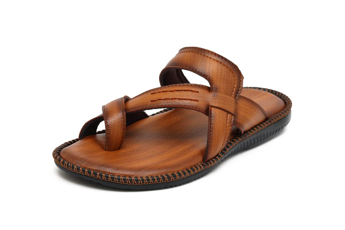 SHOE BLATE Mens Tan Synthetic Leather Slipper - 7 UK (B0BNC38DKG) Amazon Price History, Amazon Price Tracker
