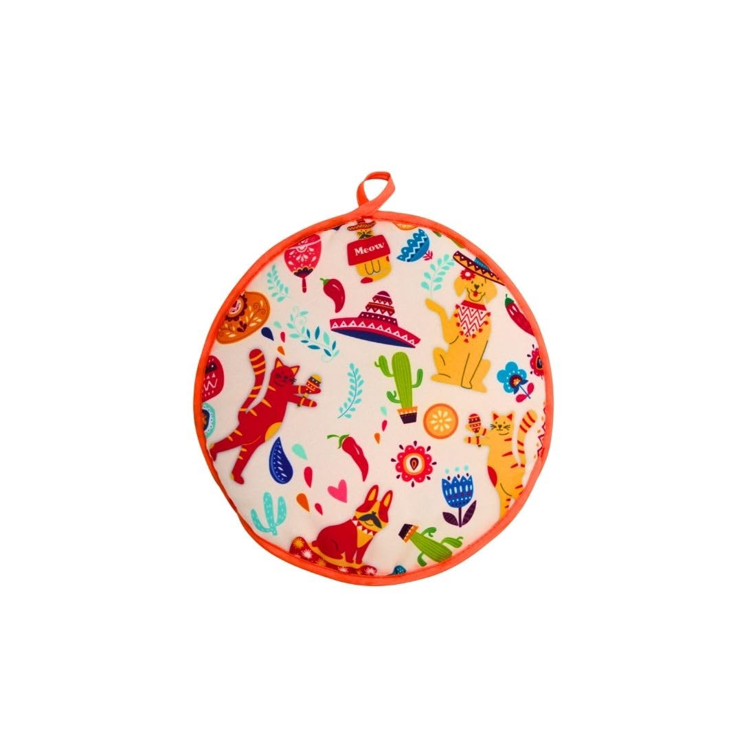 Chauffe-tortilla en tissu 30,5 cm avec motif animaux domestiques pour cuisine