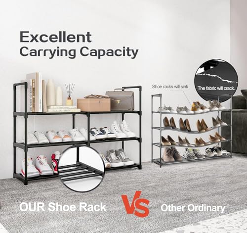 MOCINE 2024 Widened 3 Tier Shoe Rack, 86x30.5x56cm,Metal Shoe Rack, Shoe Shelf, Shoe Racks for Entryway,Shoe Racks for Closet,Space Saving Shoe Rack Organizer, Black - Image 4