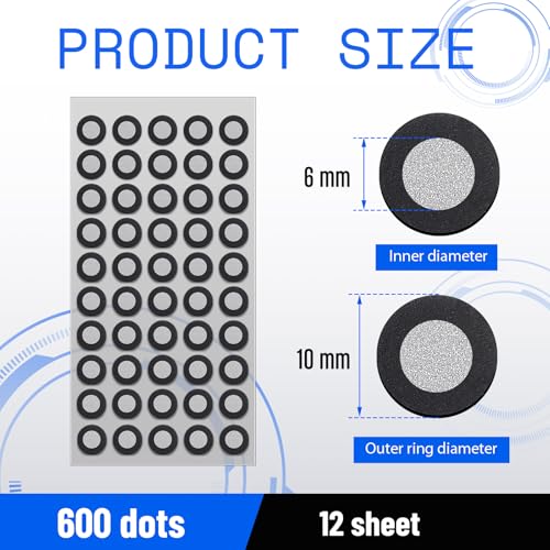 Image of Marspark 12 Sheet 600 Point 6mm 3D Scanning Markers Dots for 3D Scanner High Accuracy Reflective Reference Adhesive Tracking & Positioning Dots Sticker Diffuse Marker for Industrial Optical Scanning