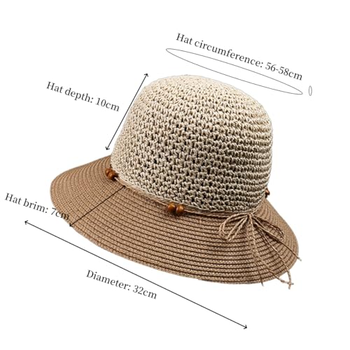 Gorro de paja para mujer con ala ancha y protección solar miniatura 2