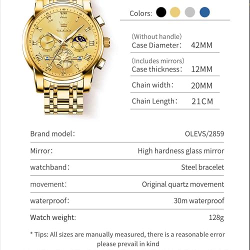 Image of OLEVS Men's Analog Watch Multi Color Business Stainless Steel Waterproof Luminous Quartz Watch Luxury Leisure Date Simulation Original Bowl Watch
