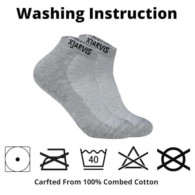 XJARVIS Ankle Length Socks for Men & Women - Moisture-Wicking, Odor-Free, Breathable Cotton, Cushioned Half Terry Combo - Ideal for Sports, Gym & Formal Wear - P-10 2