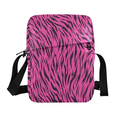 messenger bags shoulder bag men crossbody purses for women Adjustable Strap for business business- Animal Skin Leopard Purple Black