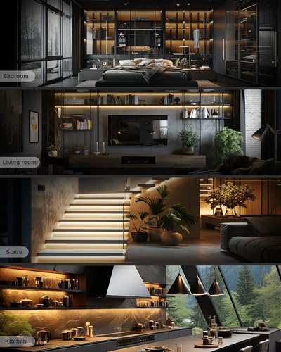 Image of 80FT /24m COB LED Strip Light (2 Rolls of 40ft) Warm White Dimmable 3000K High Lumen CRI 90+ with 24V6A Power Adapter RF Remote LED Lights for Bedroom Counter Under Cabinet Kitchen Projects