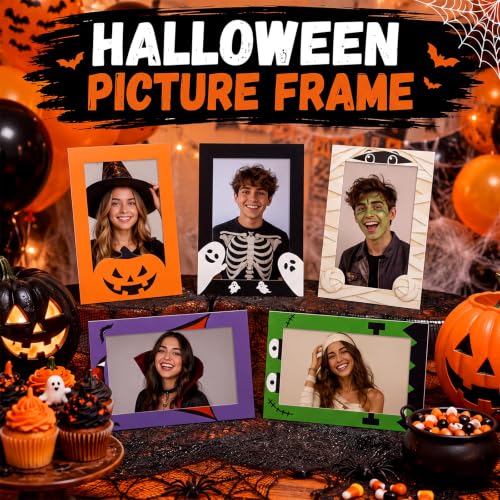 Image of AmazingSpark 50 Pack Halloween Paper Picture Frames Bulk Photo Frames 4x6