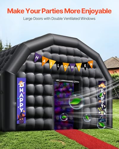 Image of VEVOR Inflatable Nightclub, 26.2 x 19.7 x 13.1 ft Inflatable Party Tent with 1100W Blower & Sandbag, Ventilated Blow up Night Club with 2 Windows, Air Cube House for Event Birthday Wedding Party