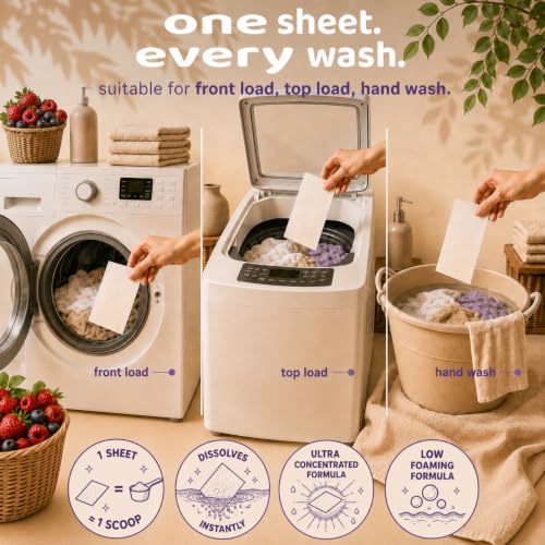 Image of Pack of 30 Laundry Detergent Sheets, Detergent Liquid Alternative for Front & Top Load, Plant Derived Natural Laundry Pods Replacement, Ultra Concentrated, Eco-Friendly, 1 Sheet = 1 Wash