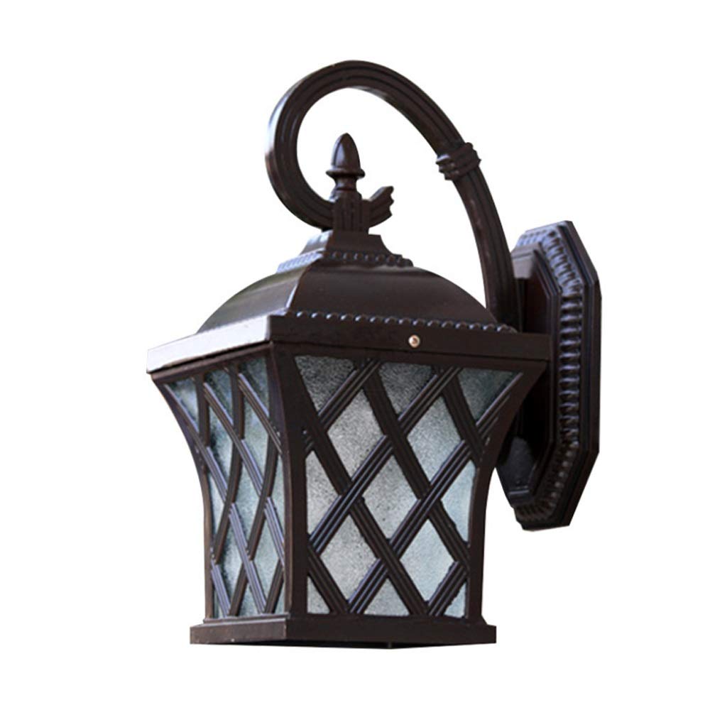 ZFPKXHVMG Outdoor Wall Lamp, Outdoor Wall Sconce Aluminum Glass European Brown 24x36cm