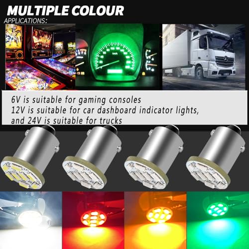 10pcs DC6-24V BA9S LED Bulbs Red 8SMD 3014 Chips miniatura 4