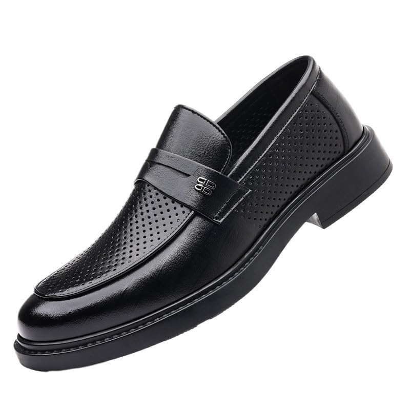 YZABEL Men's Casual Pointed Toe Slip On Business Casual Shoes, Stylish Patent Leather Oxfords Dress Shoes, Soft-Soled Non-Slip for Formal and Everyday Wear