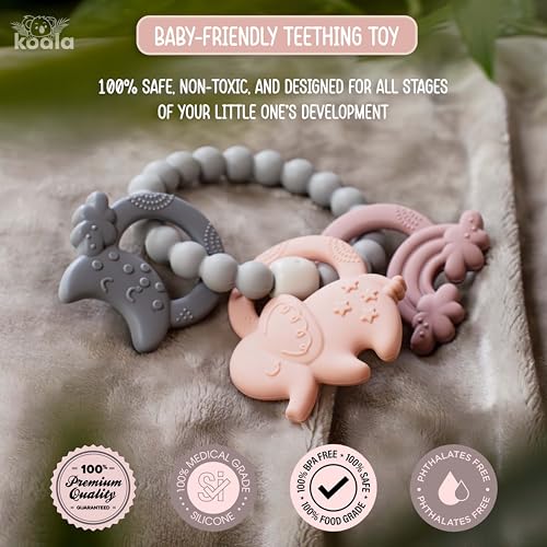 Image of Baby Silicone Teething Toy - BPA-Free Teether Ring for Infants 0-12 Months - Soft and Textured for Teething Relief - Easy to Hold Chew Toy - Soothes Sore Gums & Supports Oral Development