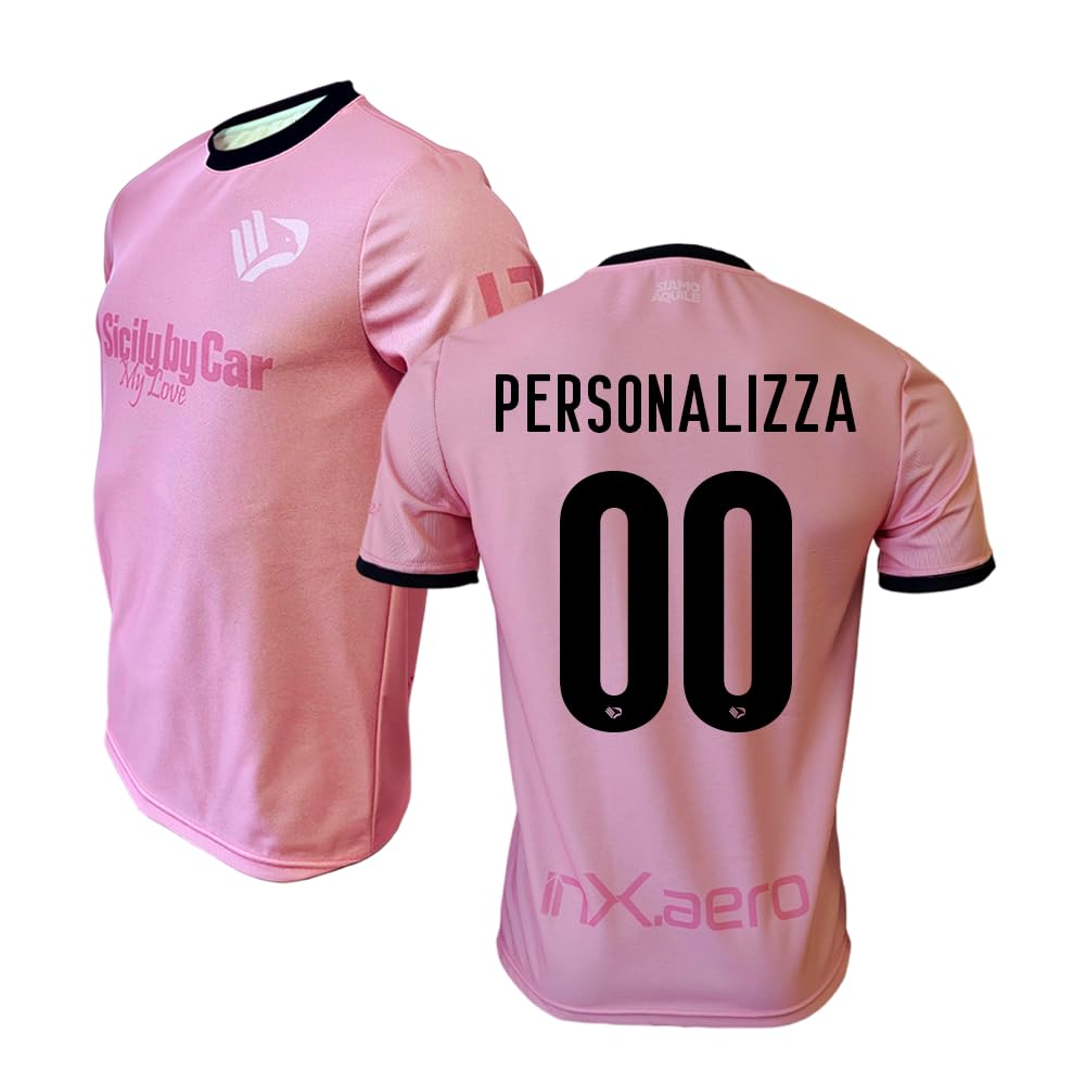 Maglia Ufficiale Personalizzabile, Rosa e Nera, 100% Poliestere, Taglie dalla 6Y alla XXL, Made in Italy