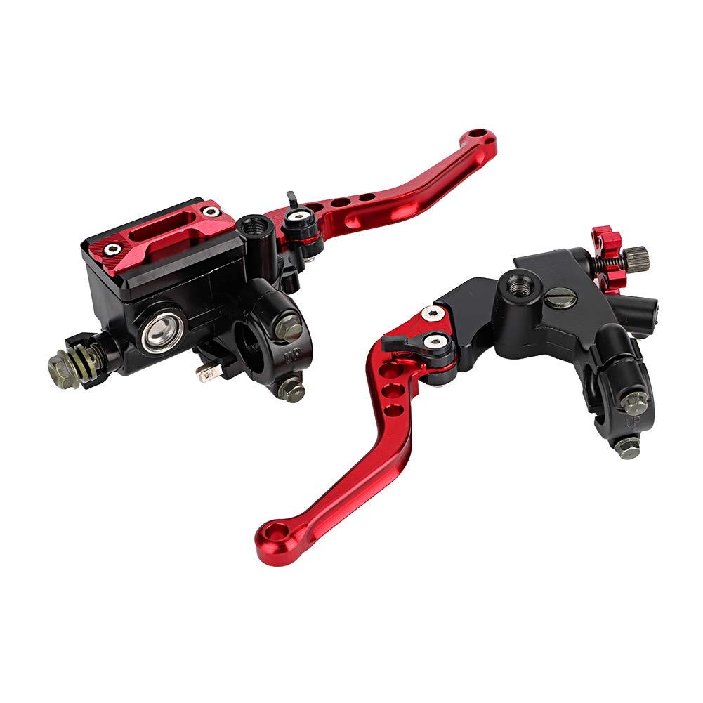 Fydun - Juego de palancas de cilindro maestro de embrague de freno de motocicleta universal de 7/8 "(22 mm), 1 par, cilindro maestro de palanca de freno de motocicleta (rojo)