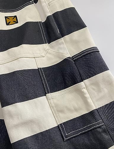 16oz Canvas Multi-Pocket Prison Stripes Motorcycle Pants4