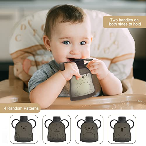 Morlike Refillable Silicone Baby Food Pouches, Reusable Squeeze Storage Containers Bags With Straws For Toddlers Kids, Bpa Free & Freezable, 4.5Oz (Grey- 3 Pack) #TOP1