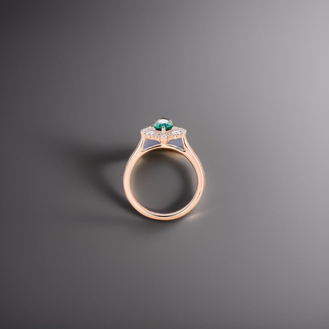 Sterling Silver Marquise Emerald Ring For Women