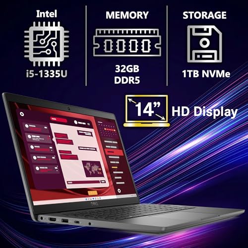 Image of Dell Latitude 3450 3000 14 inch Business Laptop, Intel 10 Core i5-1335U (Beats i7-1270P), 32GB DDR5 RAM, 1TB NVMe, WiFi 6E + BT, HD Webcam, RJ-45, Win 11 Pro -Gray