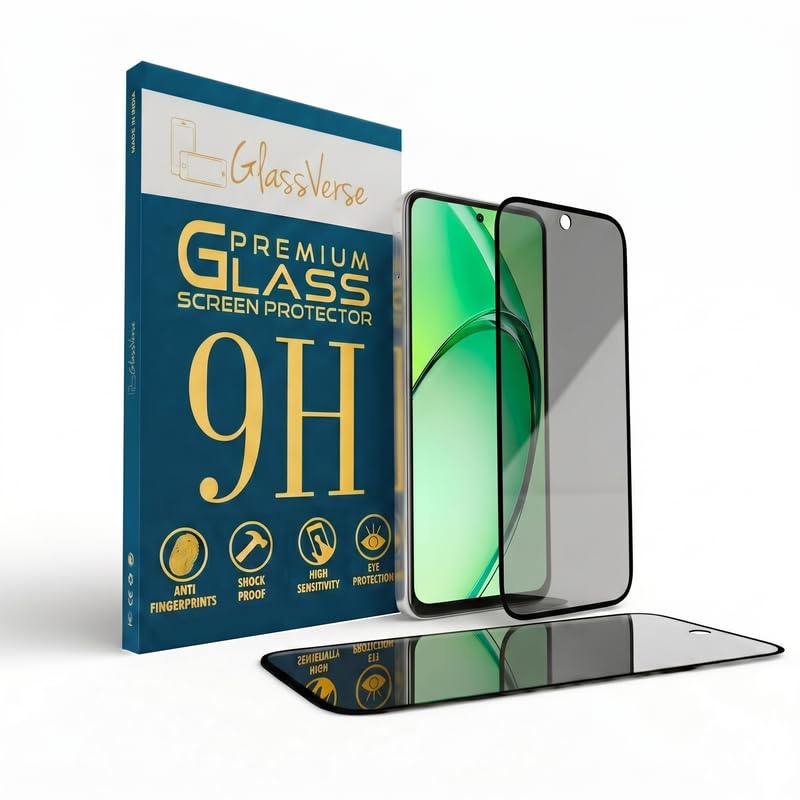 Image of GlassVerse Ultra Privacy Tempered Glass For Oppo K12x (Pack Of 2) with Free Installation Kit. Edge To Edge. (In-Screen FingerPrint Lock will not work with the Privacy Guard) - 6.67 inch