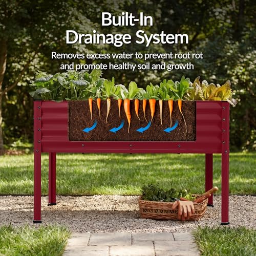 Image of Best Choice Products 48x24x30in Galvanized Raised Garden Bed, Metal Elevated Planter Box, Vegetable Garden for Backyard, Patio, Balcony, 100% Non Toxic Materials - Royal Red
