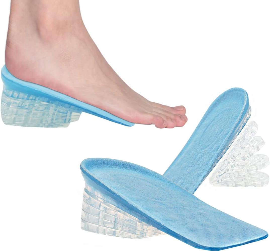 KASTWAVE Height Increase Insoles, Adjustable 5-Layer Gel Height Increase Heel Insoles, Gel Heel Lift Inserts for Leg Length Discrepancy, Invisible Shoe Inserts