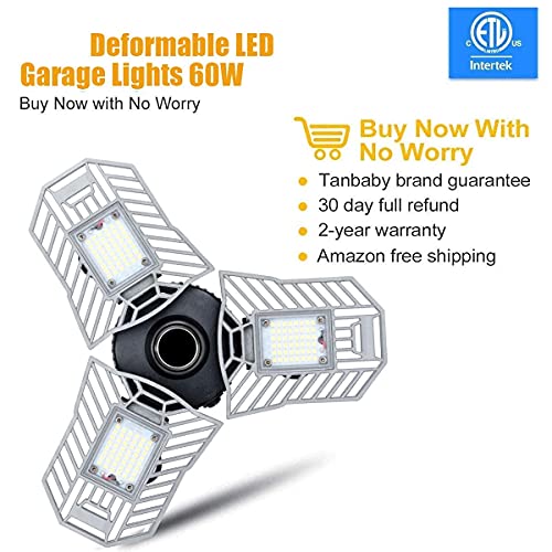 Tanbaby Basement Lights 3000k Garage Lights Deformable Garage Light Warm LED Garage Lighting LED Shop Light 6000LM, Shop Lights, Garage Lights Ceiling LED Warm, Bright Garage Light (60W Warm Light) - Thumbnail 7